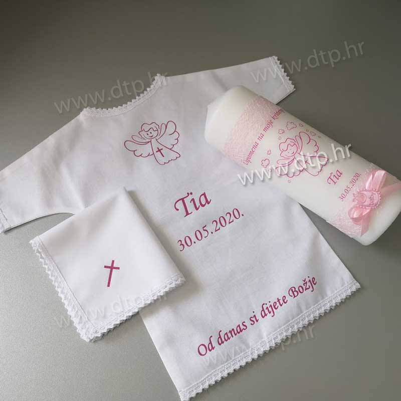 kosuljice_s_imenima_za_krstenje 25102017-6 Krsna svijeća+ maramica + benkica s tiskom - Slika 1