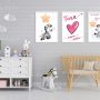 Posteri Zebrice personalizirana ilustracija za dječju sobu (set od 3 kom.)