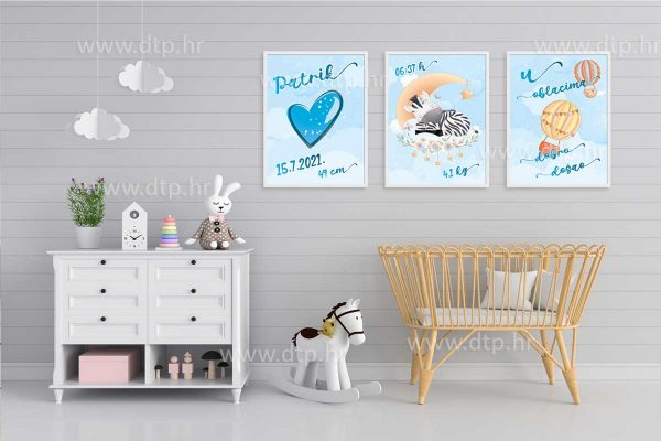 Poster Zebra ilustracija za dječju sobu (set od 3 kom.) - Slika 1